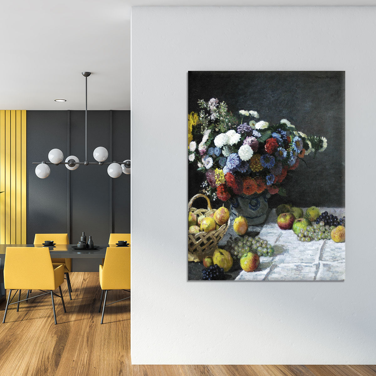 Still Life with Flowers and Fruits by Monet Canvas Print or Poster - Canvas Art Rocks - 4