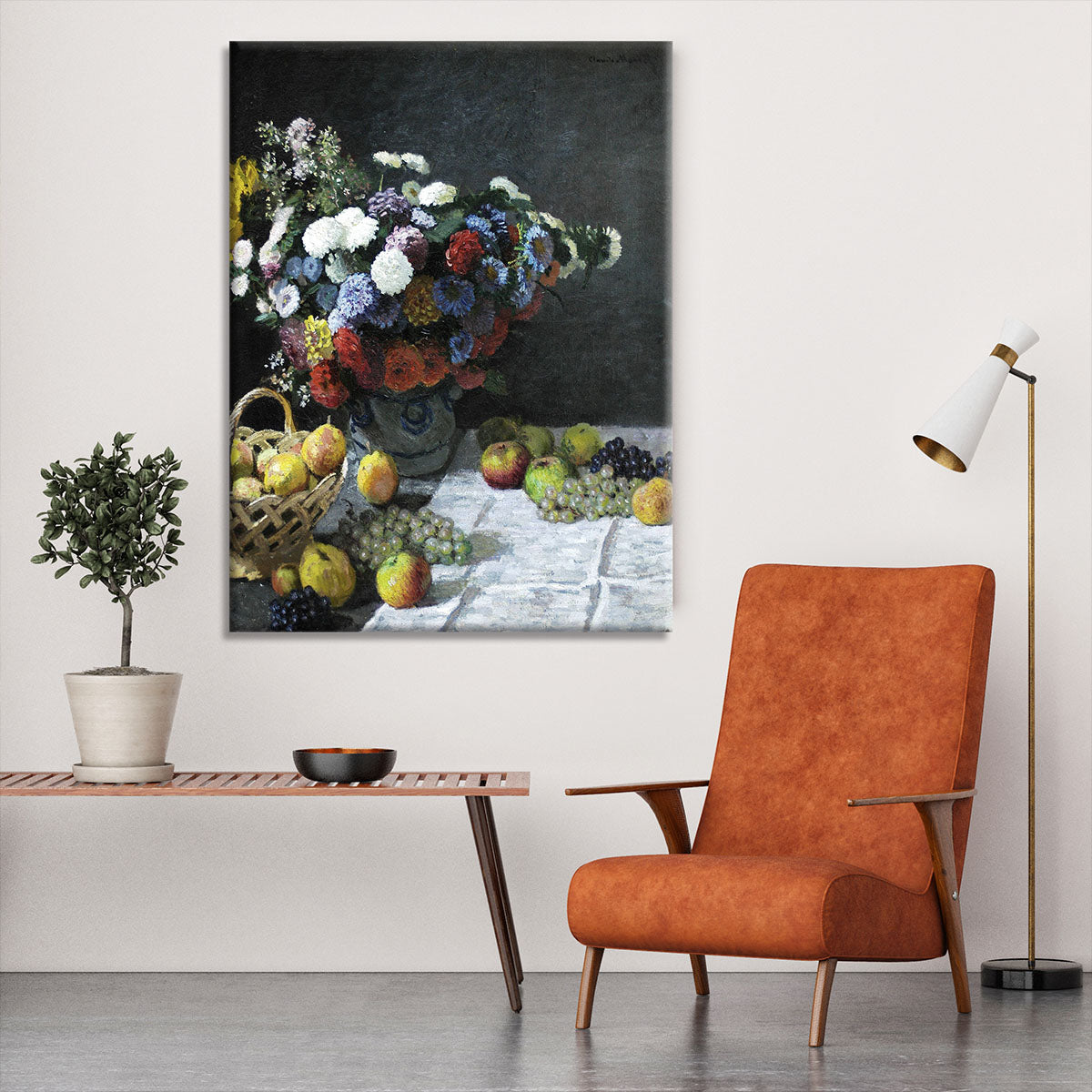 Still Life with Flowers and Fruits by Monet Canvas Print or Poster - Canvas Art Rocks - 6