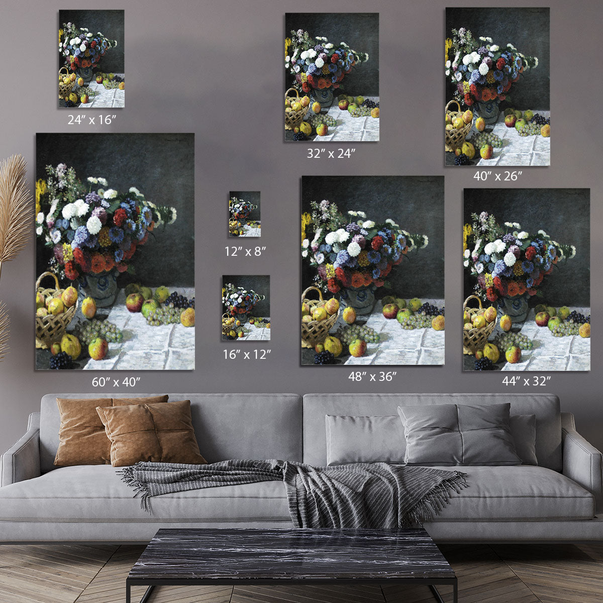 Still Life with Flowers and Fruits by Monet Canvas Print or Poster - Canvas Art Rocks - 7