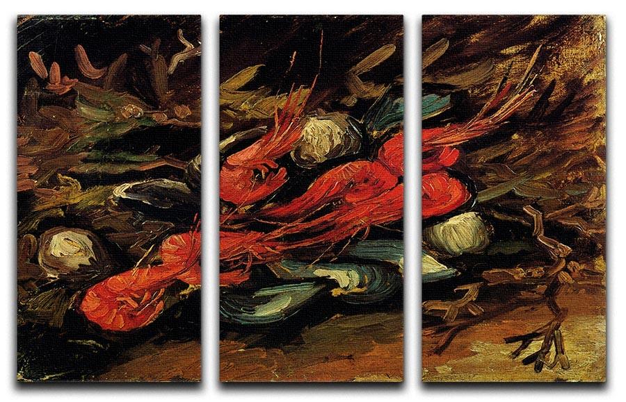 Still Life with Mussels and Shrimps by Van Gogh 3 Split Panel Canvas Print - Canvas Art Rocks - 4