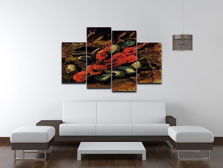 Still Life with Mussels and Shrimps by Van Gogh 4 Split Panel Canvas - Canvas Art Rocks - 3