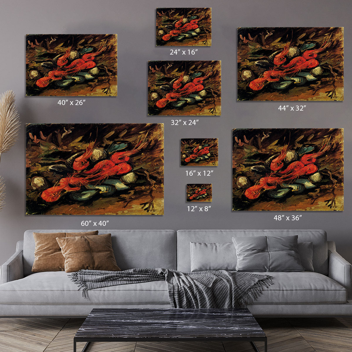 Still Life with Mussels and Shrimps by Van Gogh Canvas Print or Poster - Canvas Art Rocks - 7