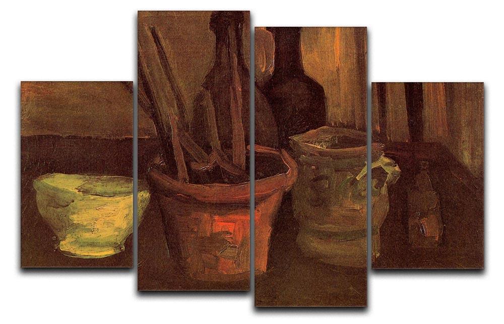 Still Life with Paintbrushes in a Pot by Van Gogh 4 Split Panel Canvas  - Canvas Art Rocks - 1