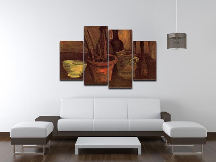 Still Life with Paintbrushes in a Pot by Van Gogh 4 Split Panel Canvas - Canvas Art Rocks - 3