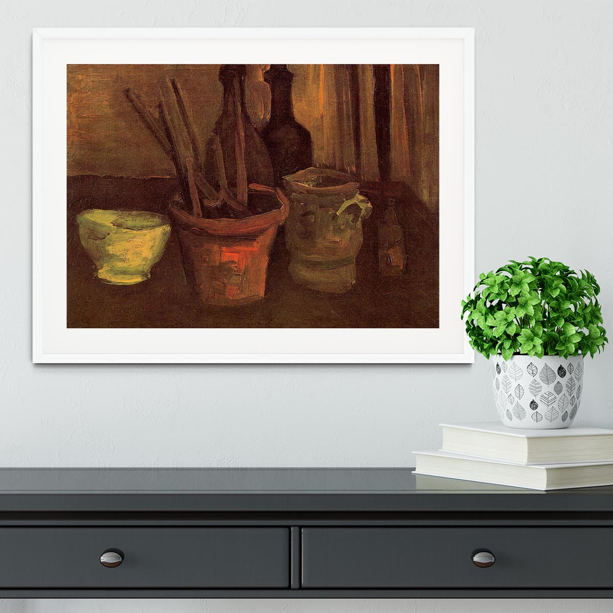 Still Life with Paintbrushes in a Pot by Van Gogh Framed Print - Canvas Art Rocks - 5