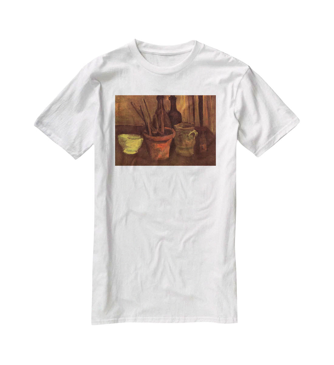 Still Life with Paintbrushes in a Pot by Van Gogh T-Shirt - Canvas Art Rocks - 5