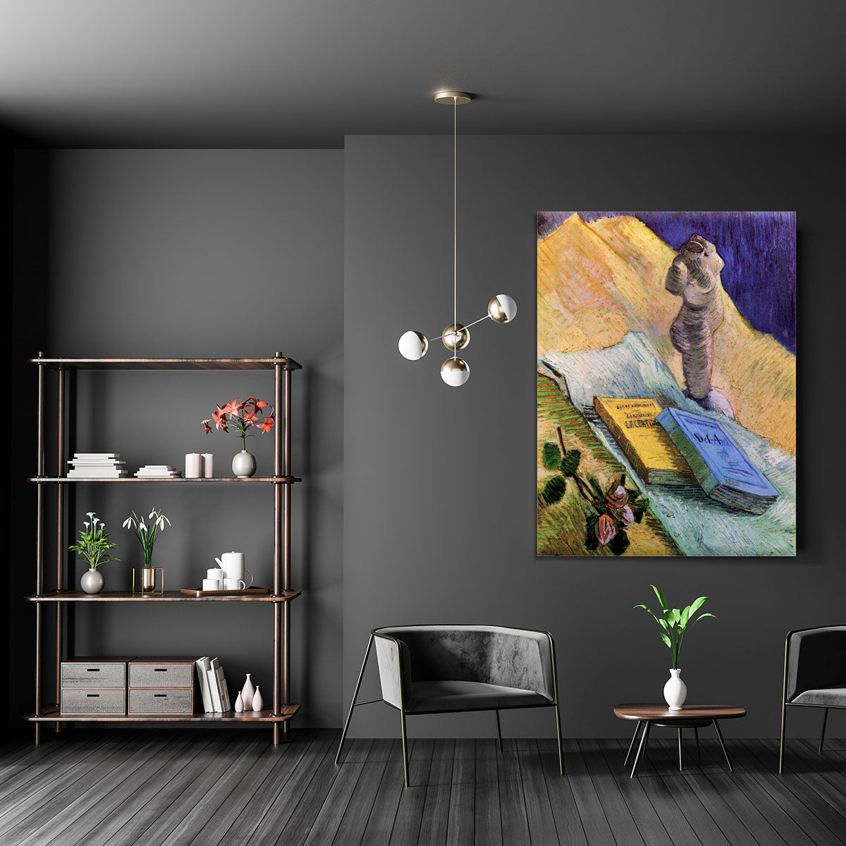 Still Life with Plaster Statuette a Rose and Two Novels by Van Gogh Canvas Print or Poster - Canvas Art Rocks - 5