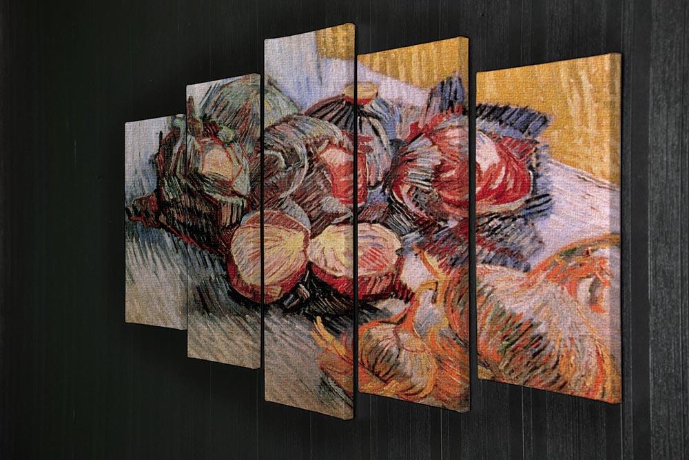 Still Life with Red Cabbages and Onions by Van Gogh 5 Split Panel Canvas - Canvas Art Rocks - 2