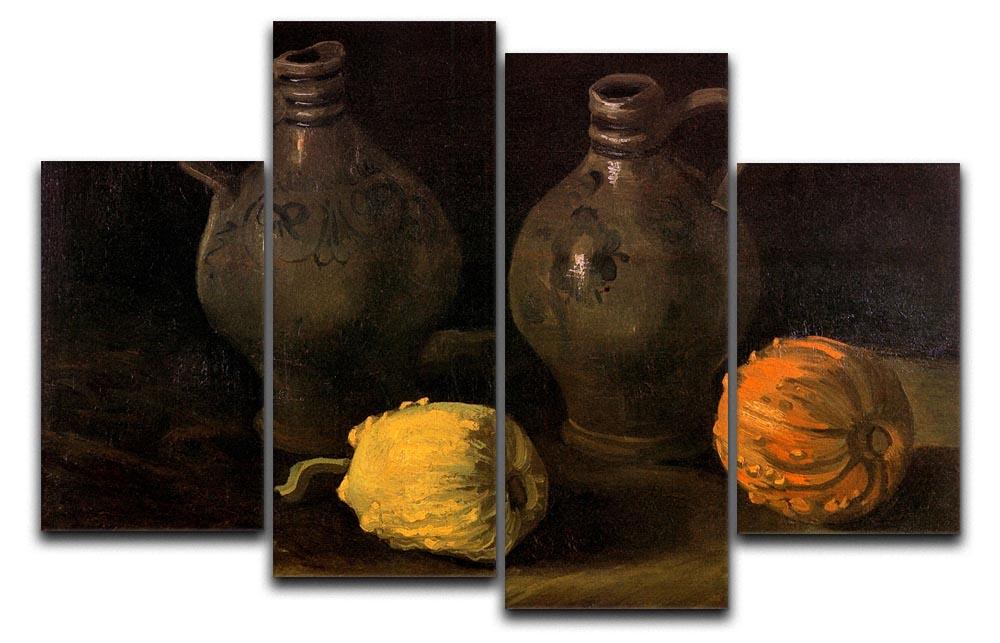 Still Life with Two Jars and Two Pumpkins by Van Gogh 4 Split Panel Canvas  - Canvas Art Rocks - 1