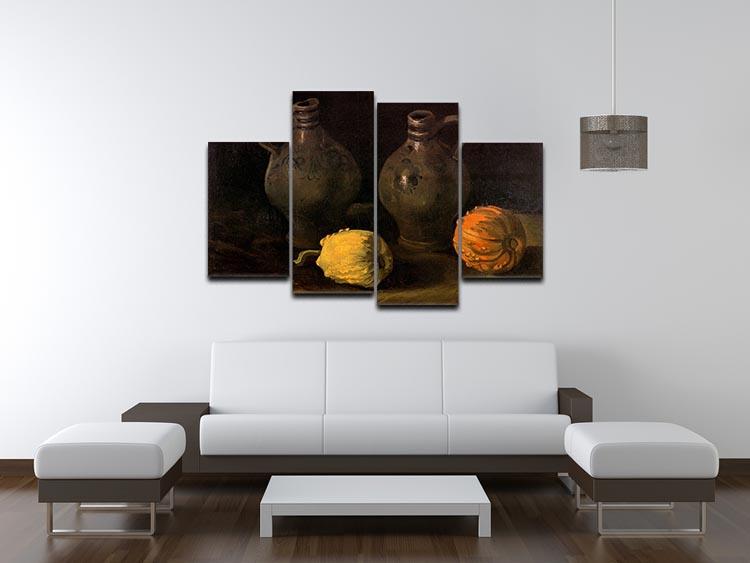 Still Life with Two Jars and Two Pumpkins by Van Gogh 4 Split Panel Canvas - Canvas Art Rocks - 3