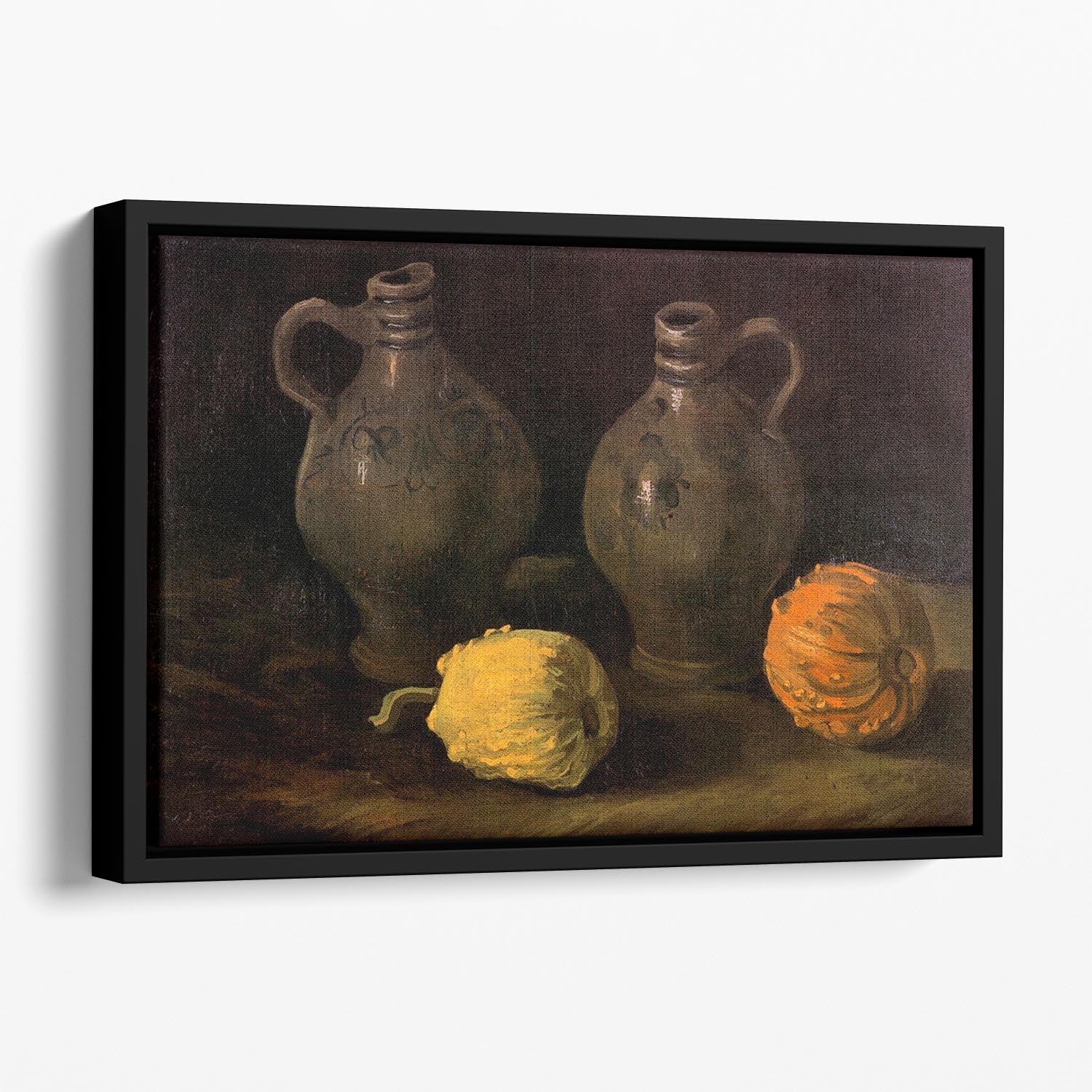 Still Life with Two Jars and Two Pumpkins by Van Gogh Floating Framed Canvas