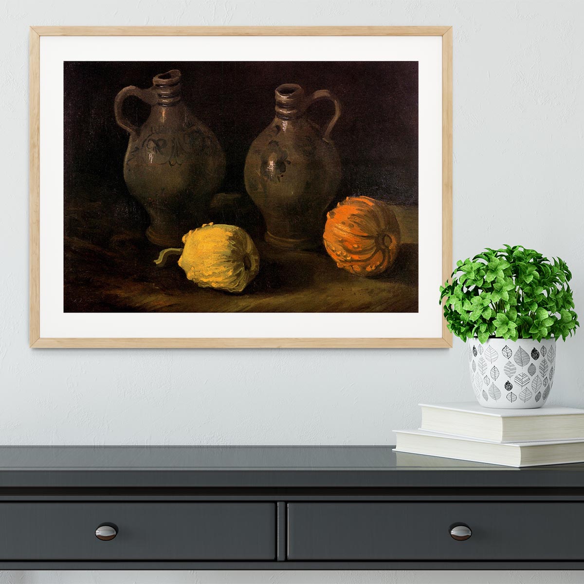 Still Life with Two Jars and Two Pumpkins by Van Gogh Framed Print - Canvas Art Rocks - 3