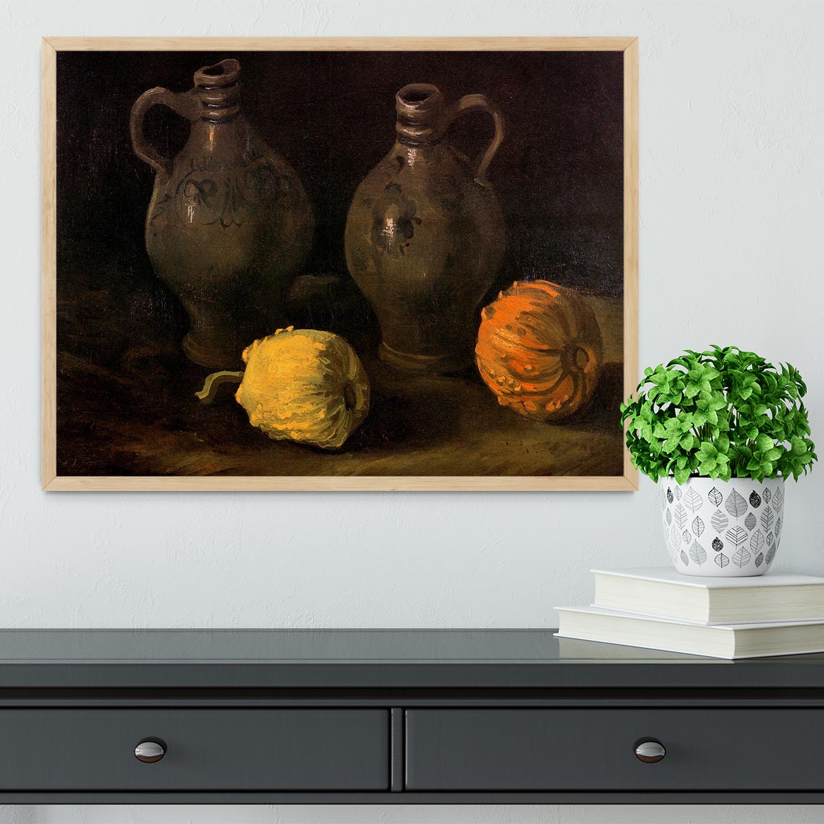Still Life with Two Jars and Two Pumpkins by Van Gogh Framed Print - Canvas Art Rocks - 4