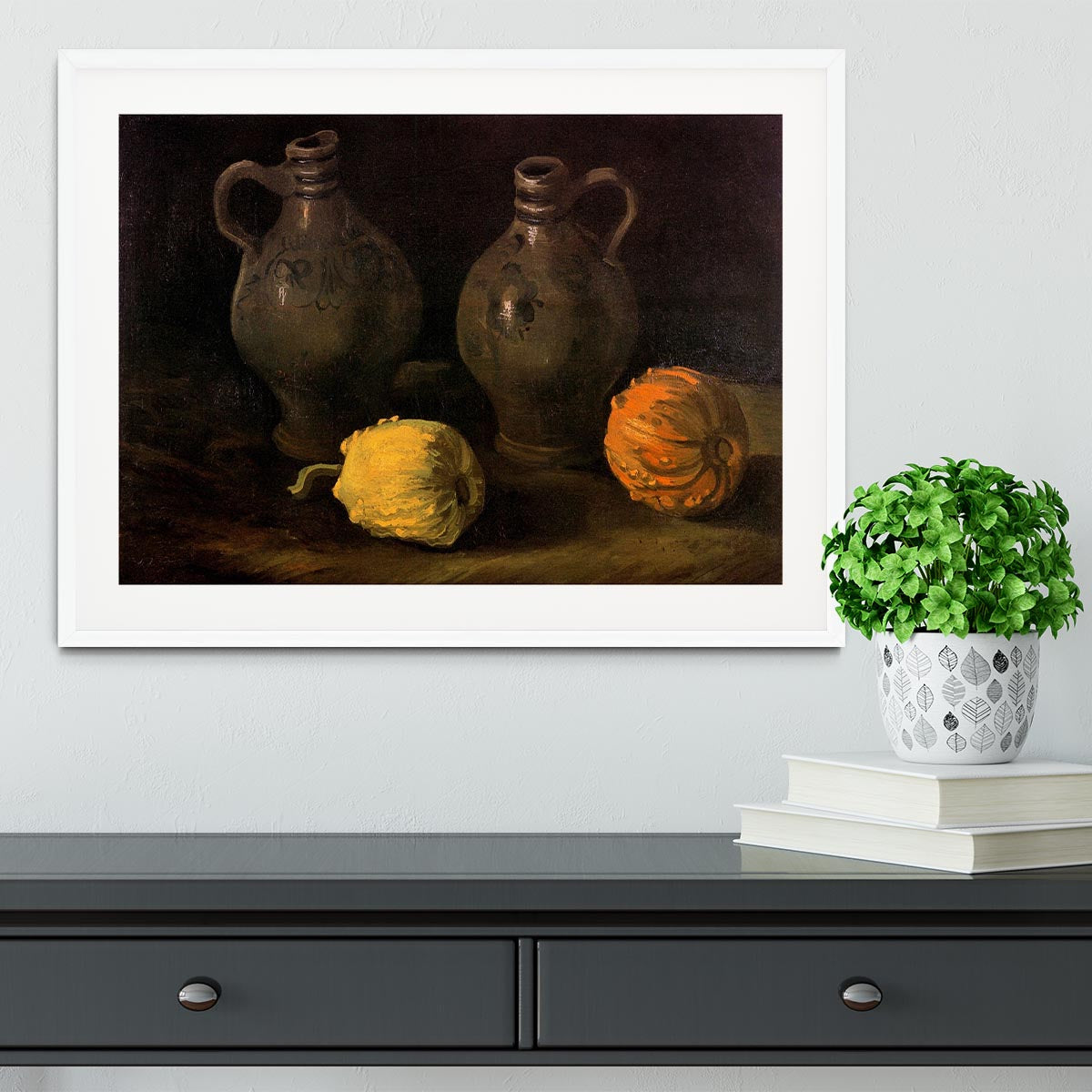 Still Life with Two Jars and Two Pumpkins by Van Gogh Framed Print - Canvas Art Rocks - 5
