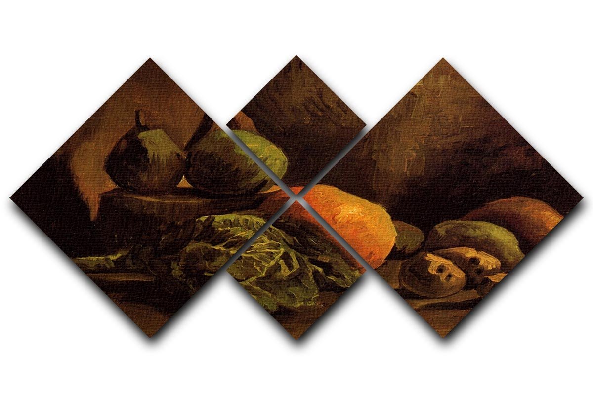 Still Life with Vegetables and Fruit by Van Gogh 4 Square Multi Panel Canvas  - Canvas Art Rocks - 1