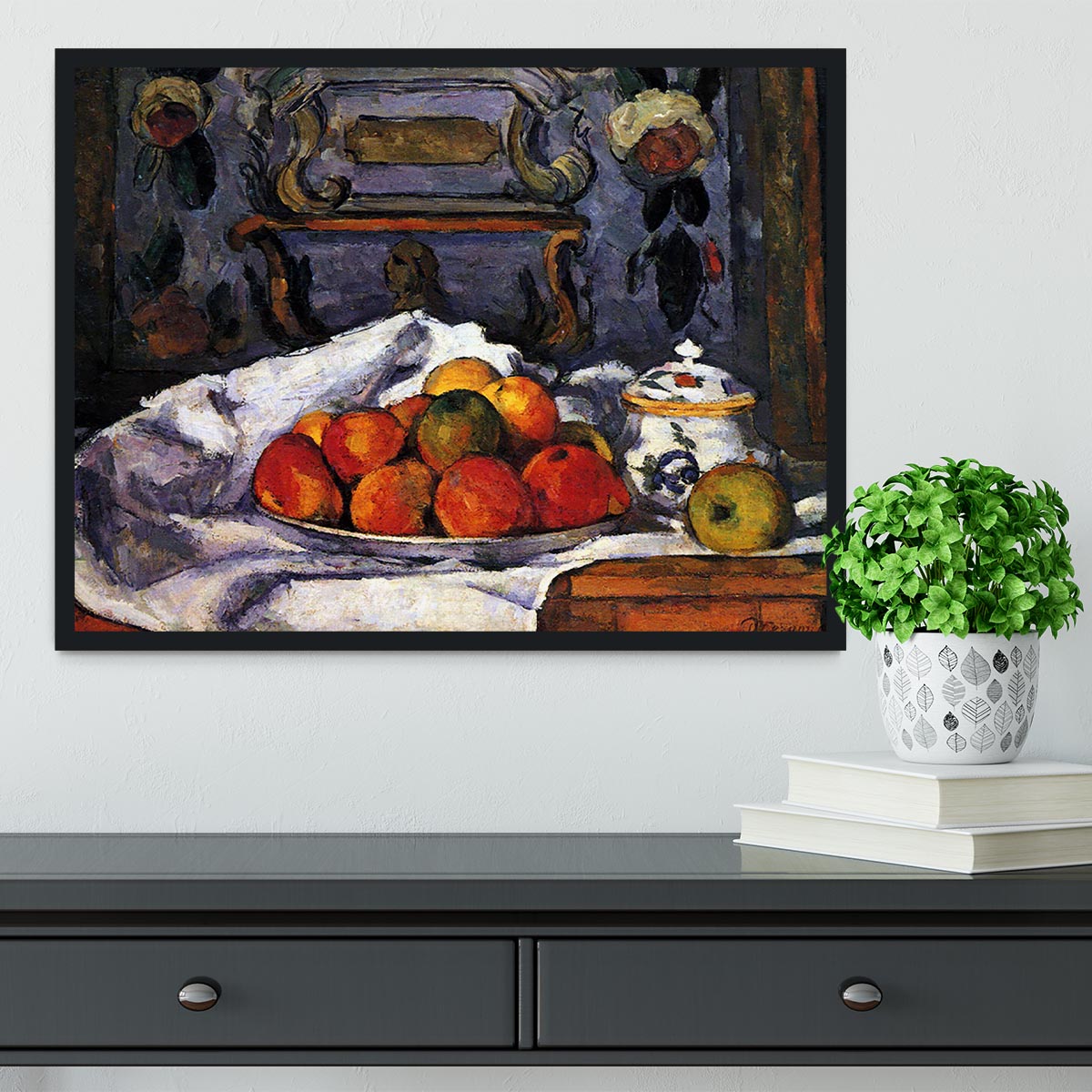 Still life bowl of apples by Cezanne Framed Print - Canvas Art Rocks - 2