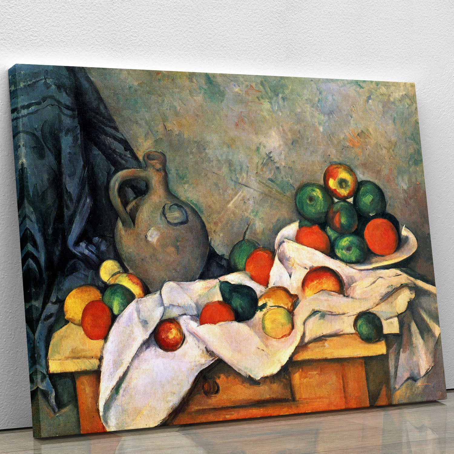 Still life drapery pitcher and fruit bowl by Cezanne Canvas Print or Poster - Canvas Art Rocks - 1