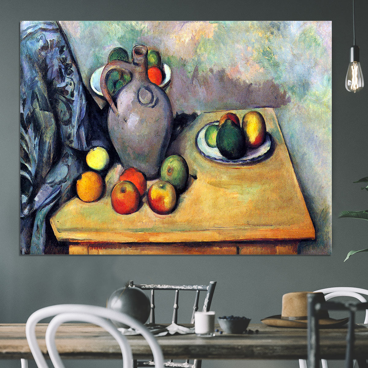 Still life pitcher and fruit on a table by Cezanne Canvas Print or Poster - Canvas Art Rocks - 3