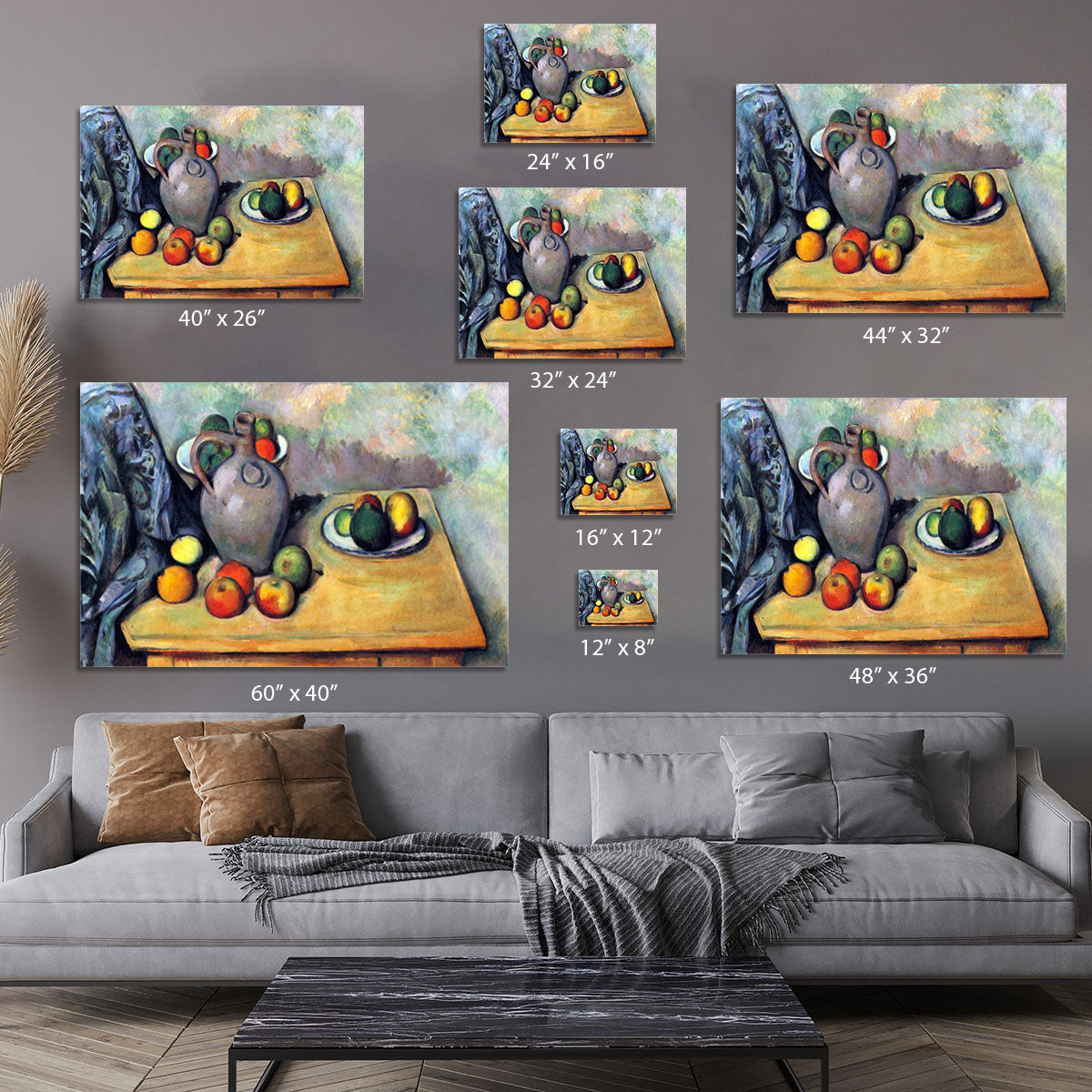Still life pitcher and fruit on a table by Cezanne Canvas Print or Poster - Canvas Art Rocks - 7