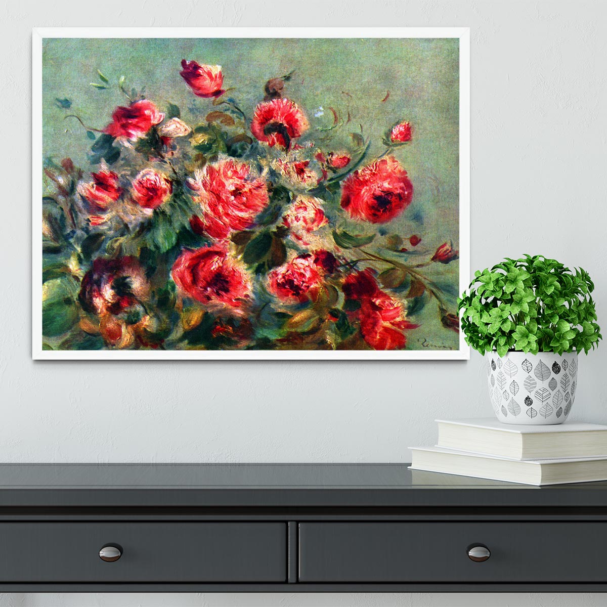 Still life roses of Vargemont by Renoir Framed Print - Canvas Art Rocks -6
