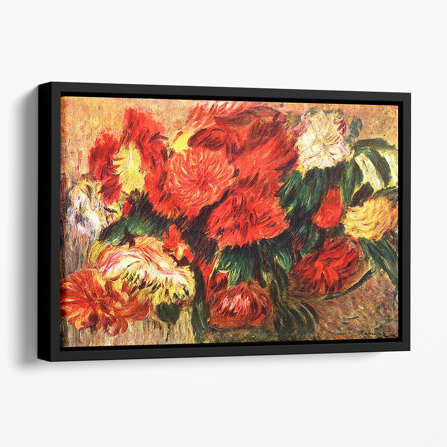 Still life with Chrysanthemums by Renoir Floating Framed Canvas