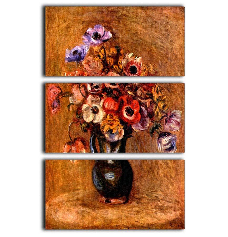 Still life with anemones by Renoir 3 Split Panel Canvas Print - Canvas Art Rocks - 1