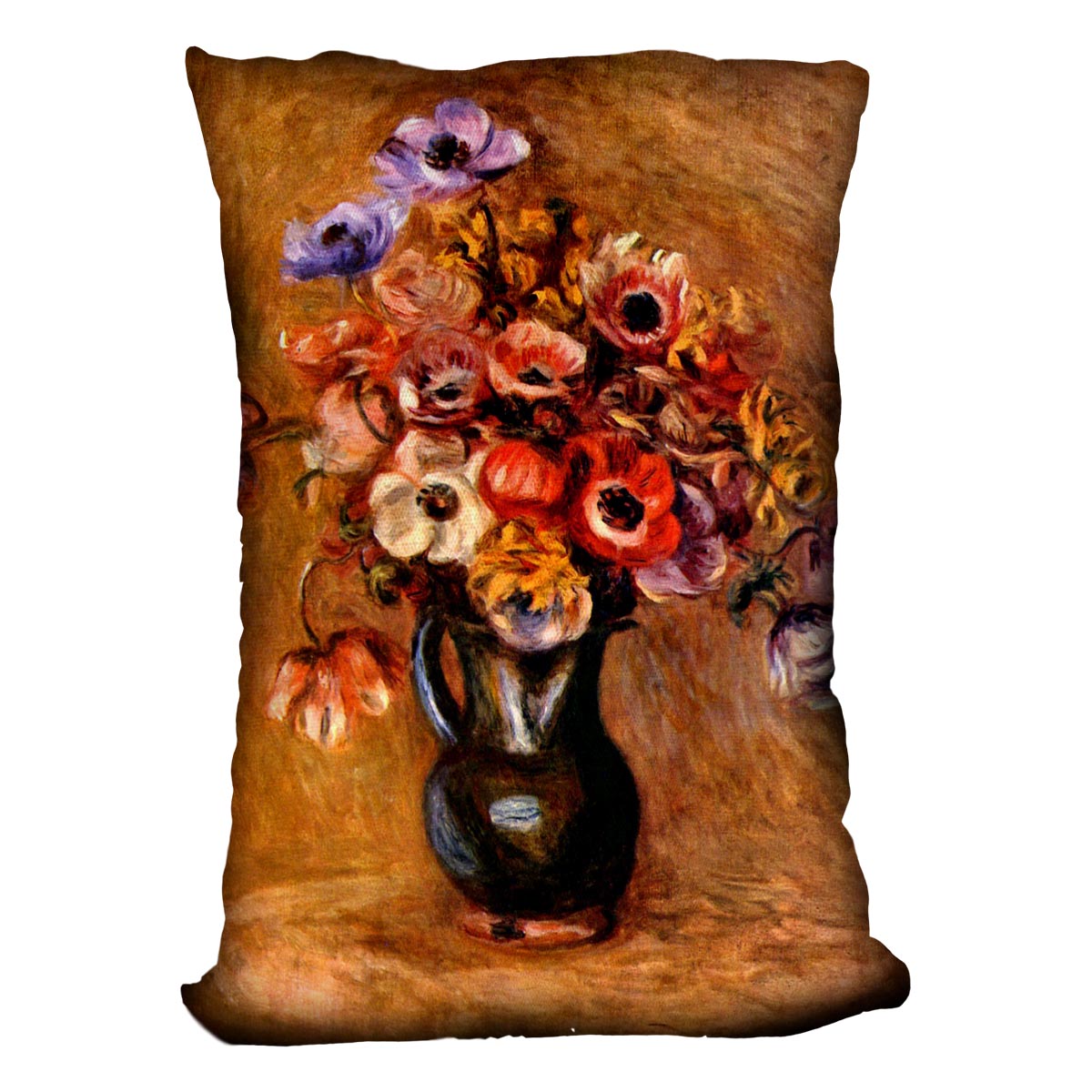 Still life with anemones by Renoir Cushion