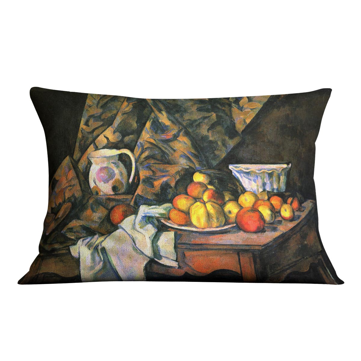 Still life with apples and peaches by Cezanne Cushion