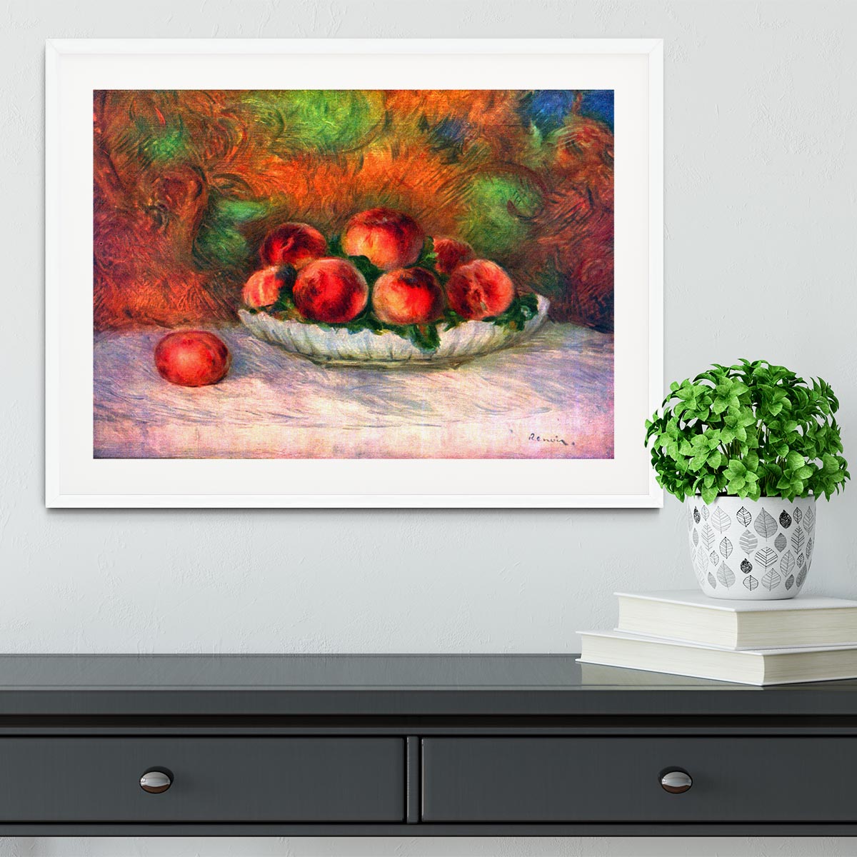 Still life with fruits by Renoir Framed Print - Canvas Art Rocks - 5