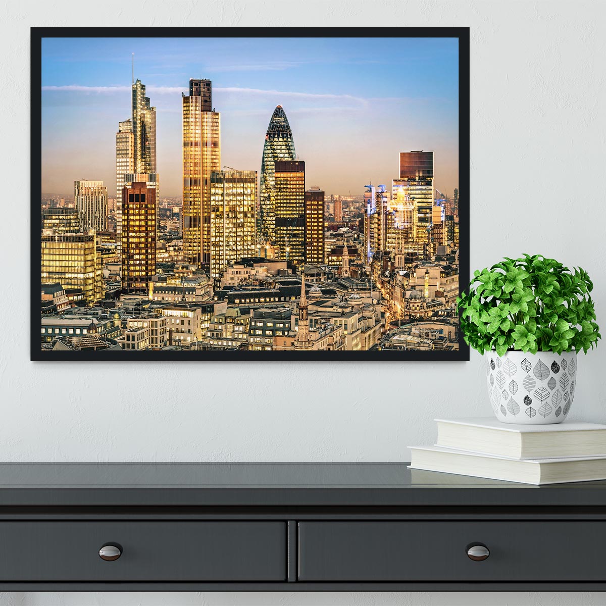 Stock Exchange Tower and Lloyds of London Framed Print - Canvas Art Rocks - 2