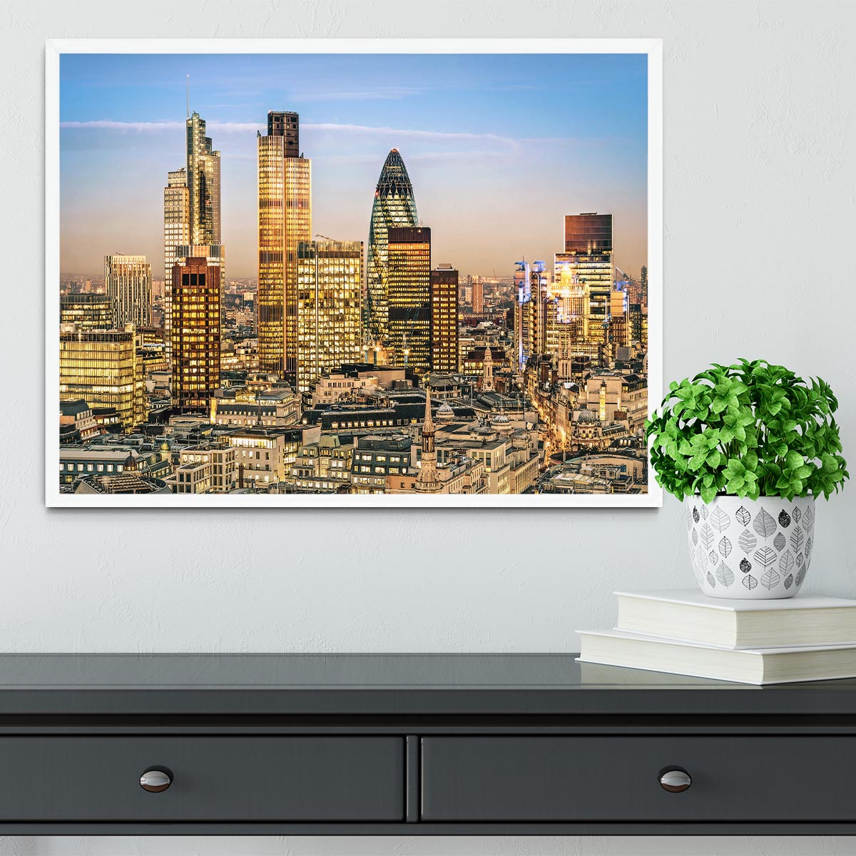 Stock Exchange Tower and Lloyds of London Framed Print - Canvas Art Rocks -6