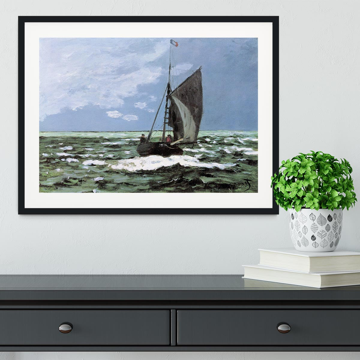 Storm by Monet Framed Print - Canvas Art Rocks - 1