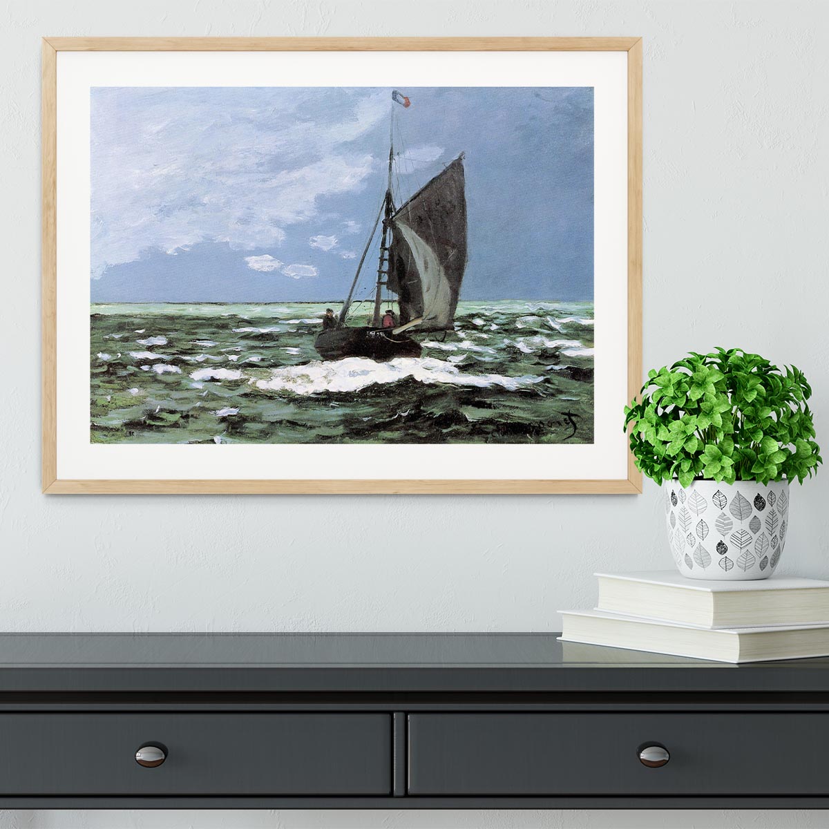 Storm by Monet Framed Print - Canvas Art Rocks - 3