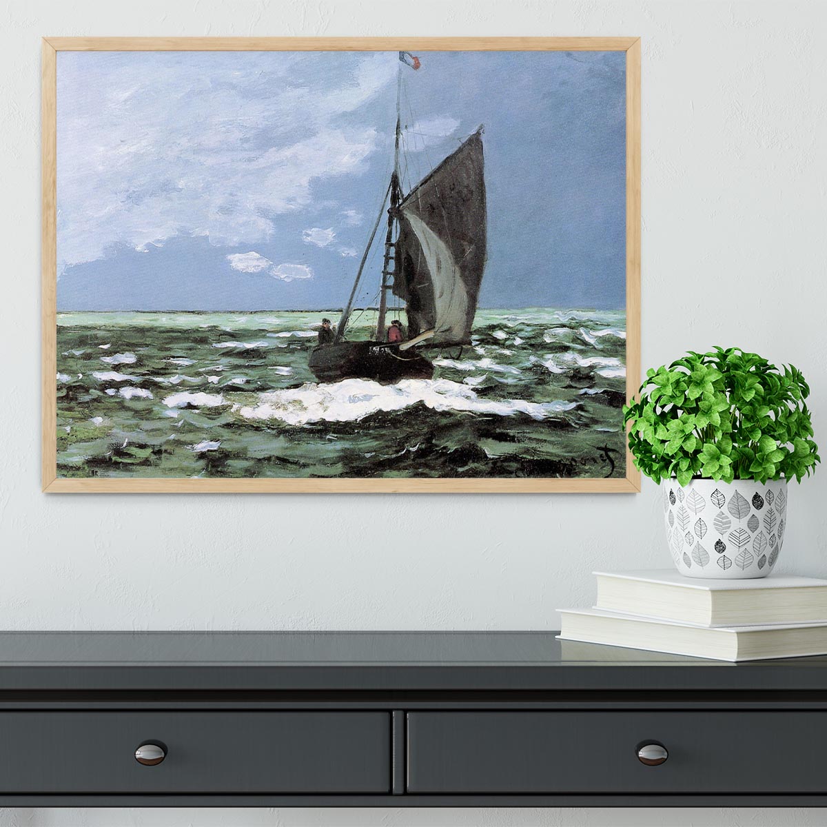 Storm by Monet Framed Print - Canvas Art Rocks - 4