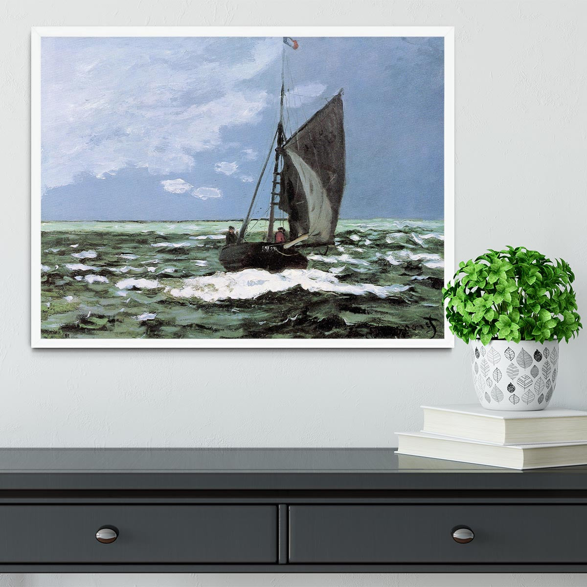 Storm by Monet Framed Print - Canvas Art Rocks -6