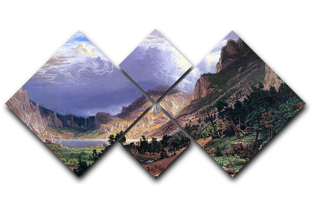 Storm in the Rockies Mt. Rosalie by Bierstadt 4 Square Multi Panel Canvas - Canvas Art Rocks - 1