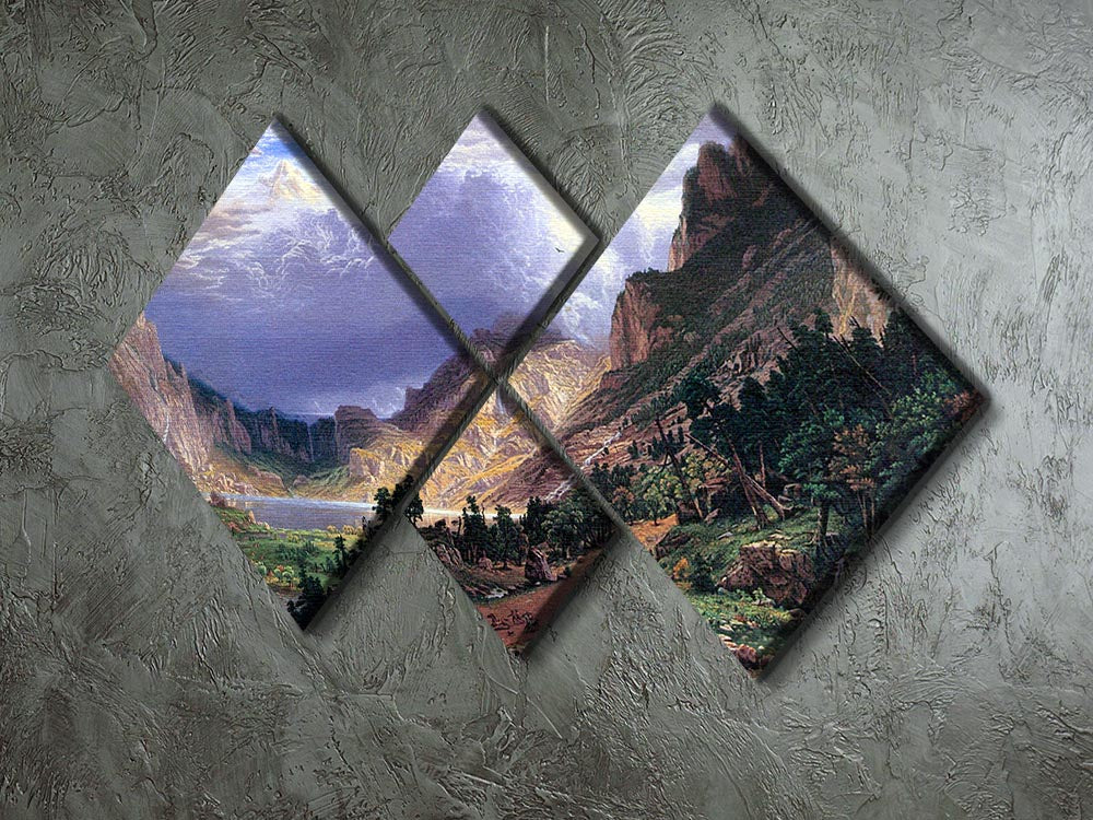 Storm in the Rockies Mt. Rosalie by Bierstadt 4 Square Multi Panel Canvas - Canvas Art Rocks - 2
