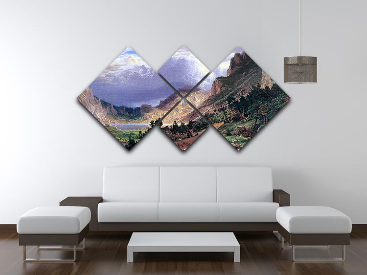 Storm in the Rockies Mt. Rosalie by Bierstadt 4 Square Multi Panel Canvas - Canvas Art Rocks - 3