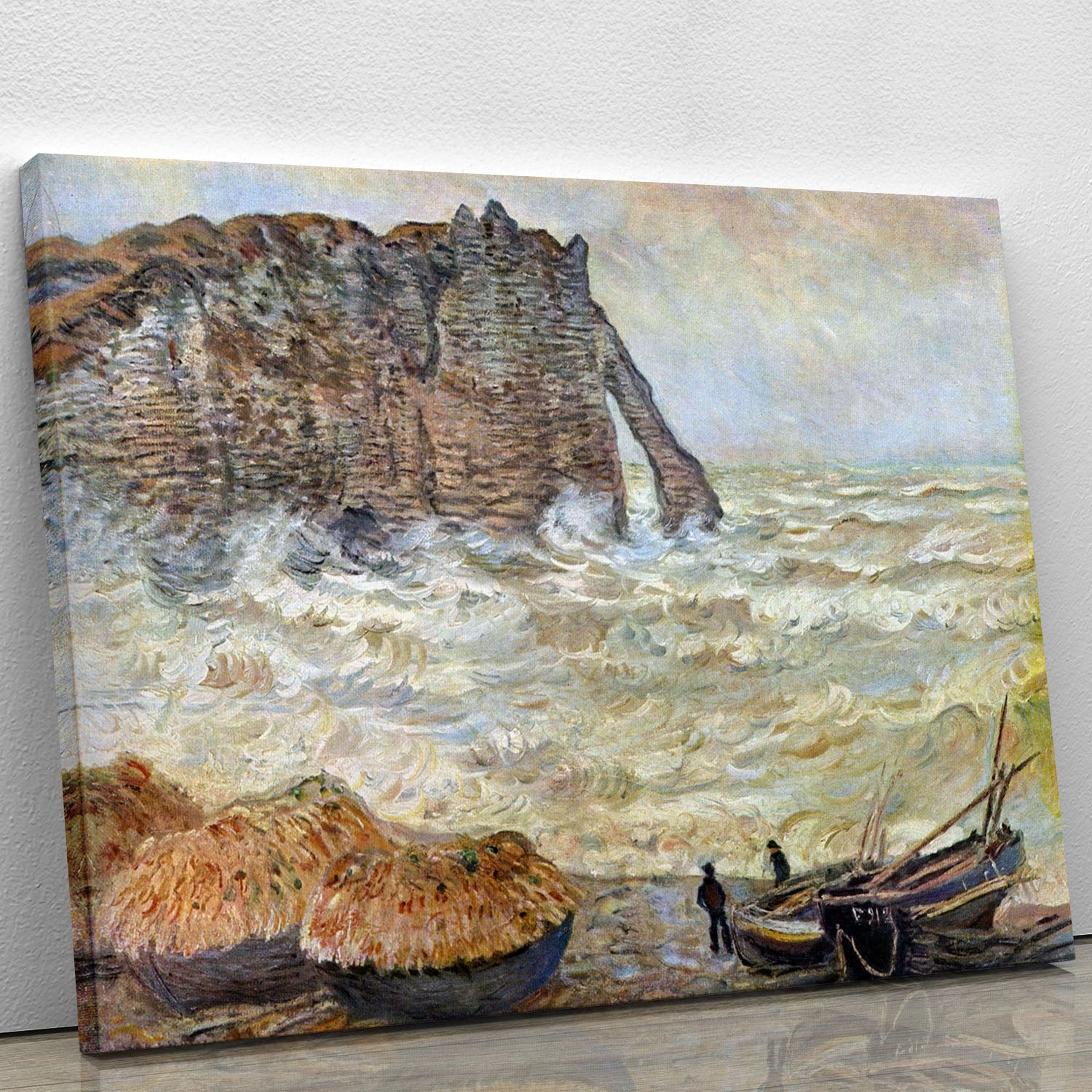 Stormy Sea La Porte d'Aval by Monet Canvas Print or Poster - Canvas Art Rocks - 1