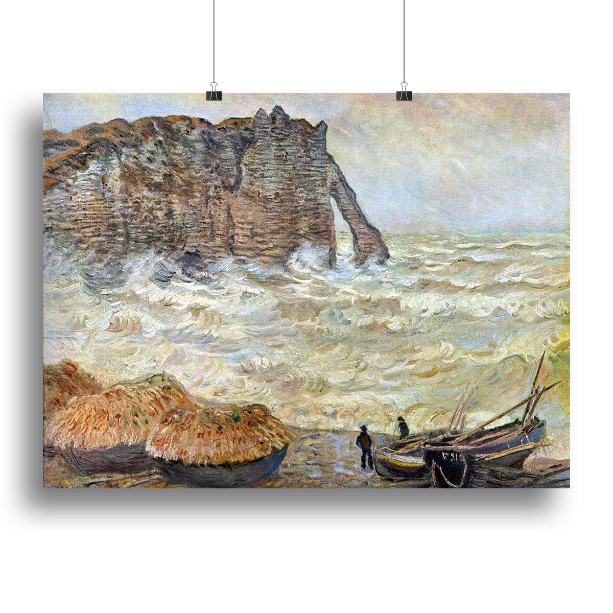 Stormy Sea La Porte d'Aval by Monet Canvas Print or Poster - Canvas Art Rocks - 2