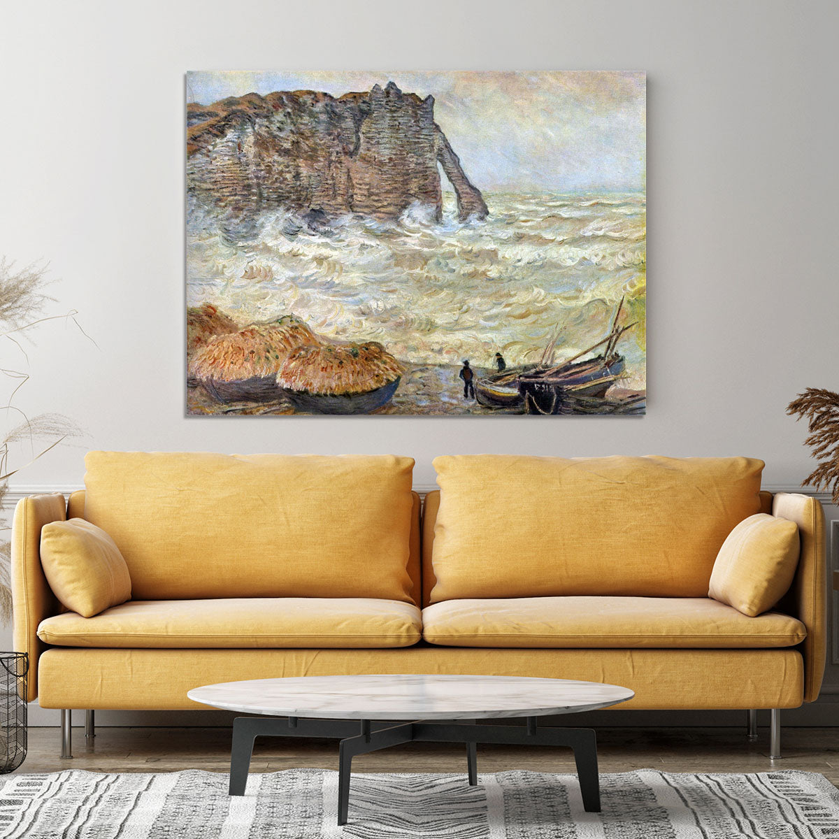 Stormy Sea La Porte d'Aval by Monet Canvas Print or Poster - Canvas Art Rocks - 4