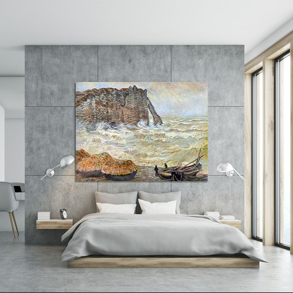 Stormy Sea La Porte d'Aval by Monet Canvas Print or Poster - Canvas Art Rocks - 5