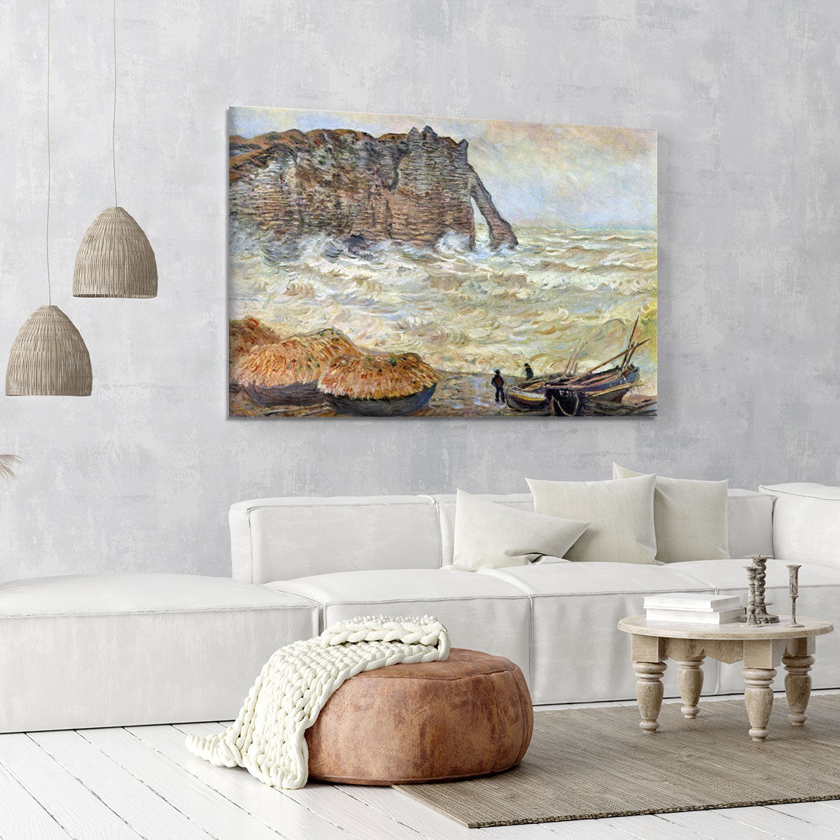 Stormy Sea La Porte d'Aval by Monet Canvas Print or Poster - Canvas Art Rocks - 6