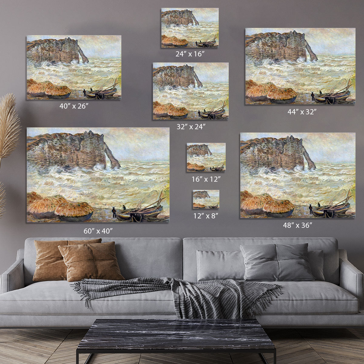 Stormy Sea La Porte d'Aval by Monet Canvas Print or Poster - Canvas Art Rocks - 7