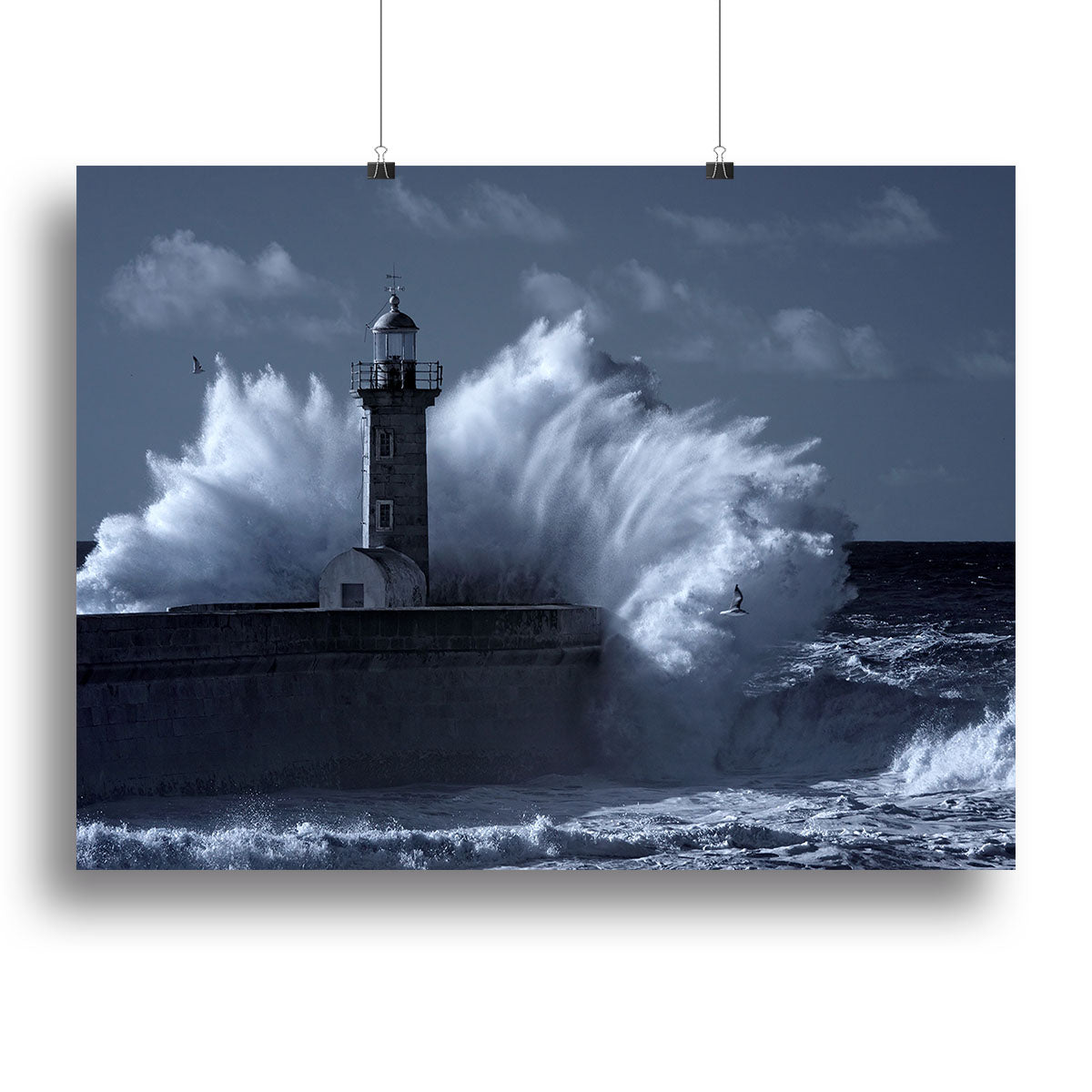 Stormy waves over old lighthouse Canvas Print or Poster - Canvas Art Rocks - 2