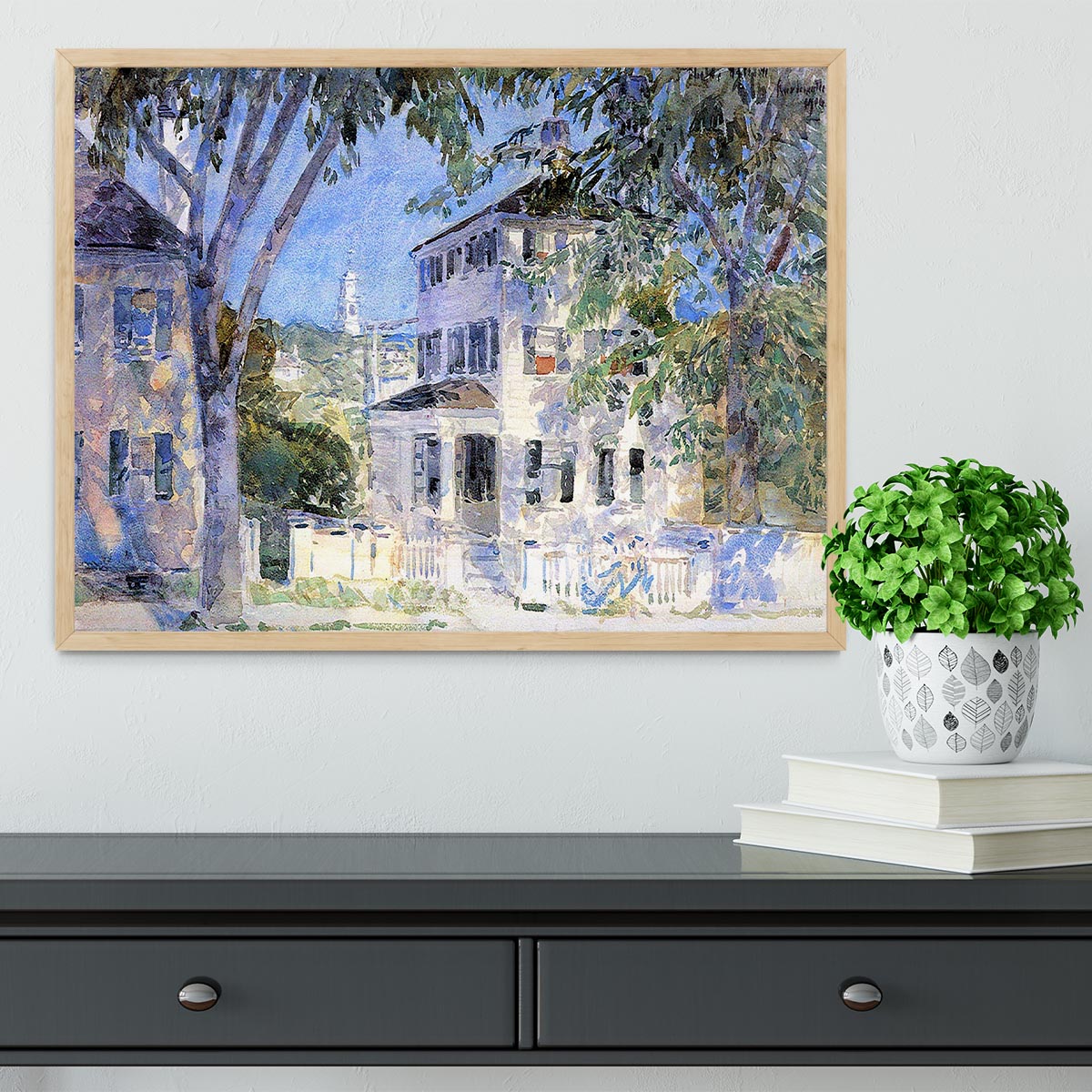 Street in Portsmouth by Hassam Framed Print - Canvas Art Rocks - 4