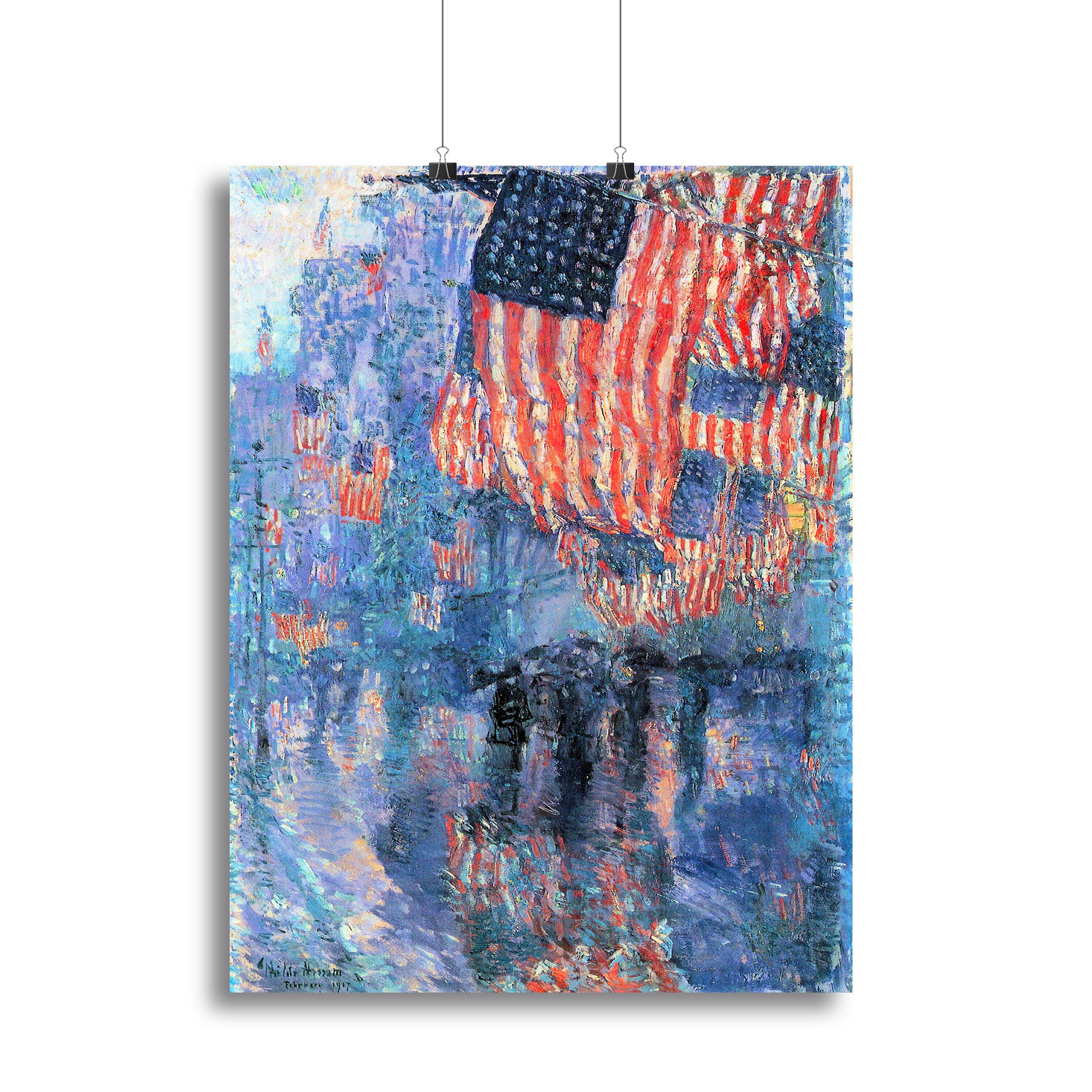 Street in the rain by Hassam Canvas Print or Poster - Canvas Art Rocks - 2