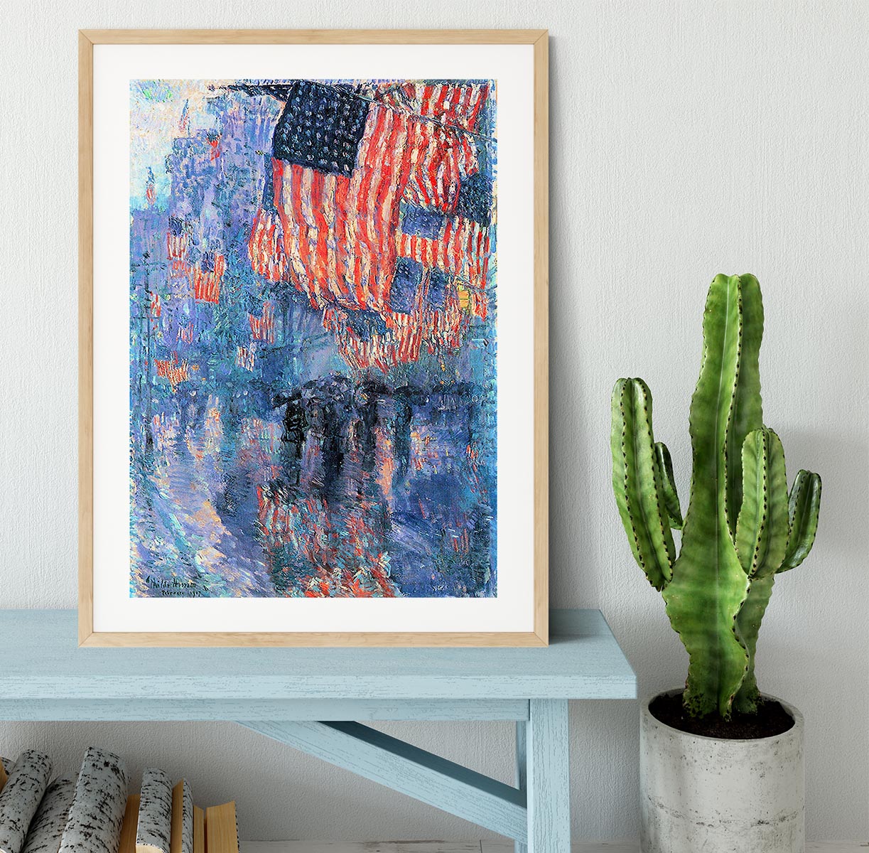 Street in the rain by Hassam Framed Print - Canvas Art Rocks - 3