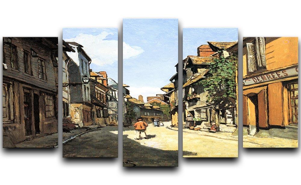 Street of Bavolle by Monet 5 Split Panel Canvas  - Canvas Art Rocks - 1
