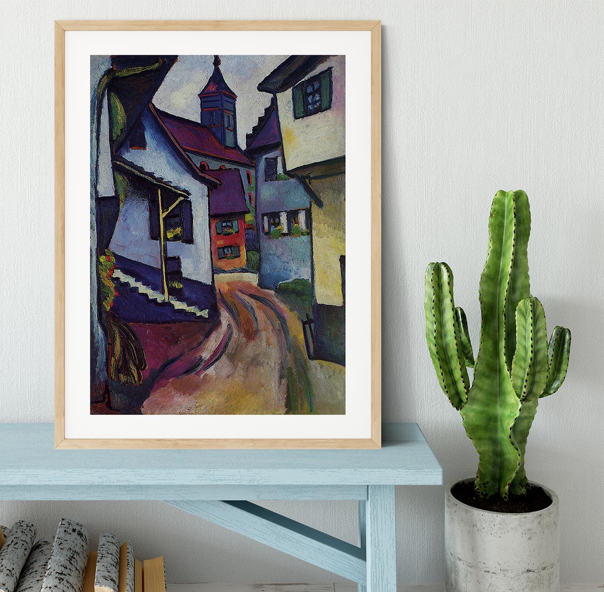 Street with a church in Kandern by Macke Framed Print - Canvas Art Rocks - 3